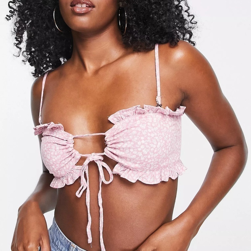 NWOT Free People, Picnic Bandeau Bralette, XL in Pink Combo